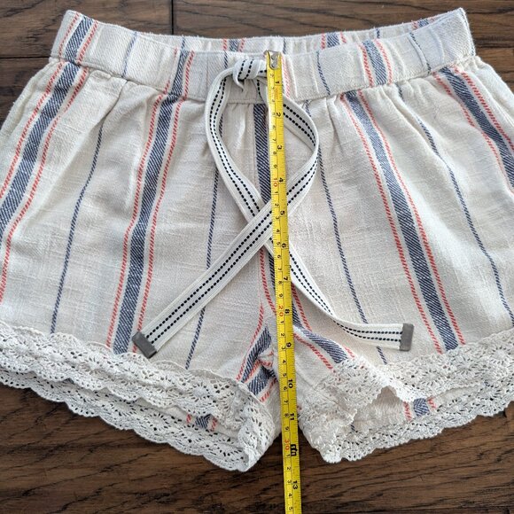 aerie boho shorts crochet lace trim cream striped size XS - Picture 9 of 15